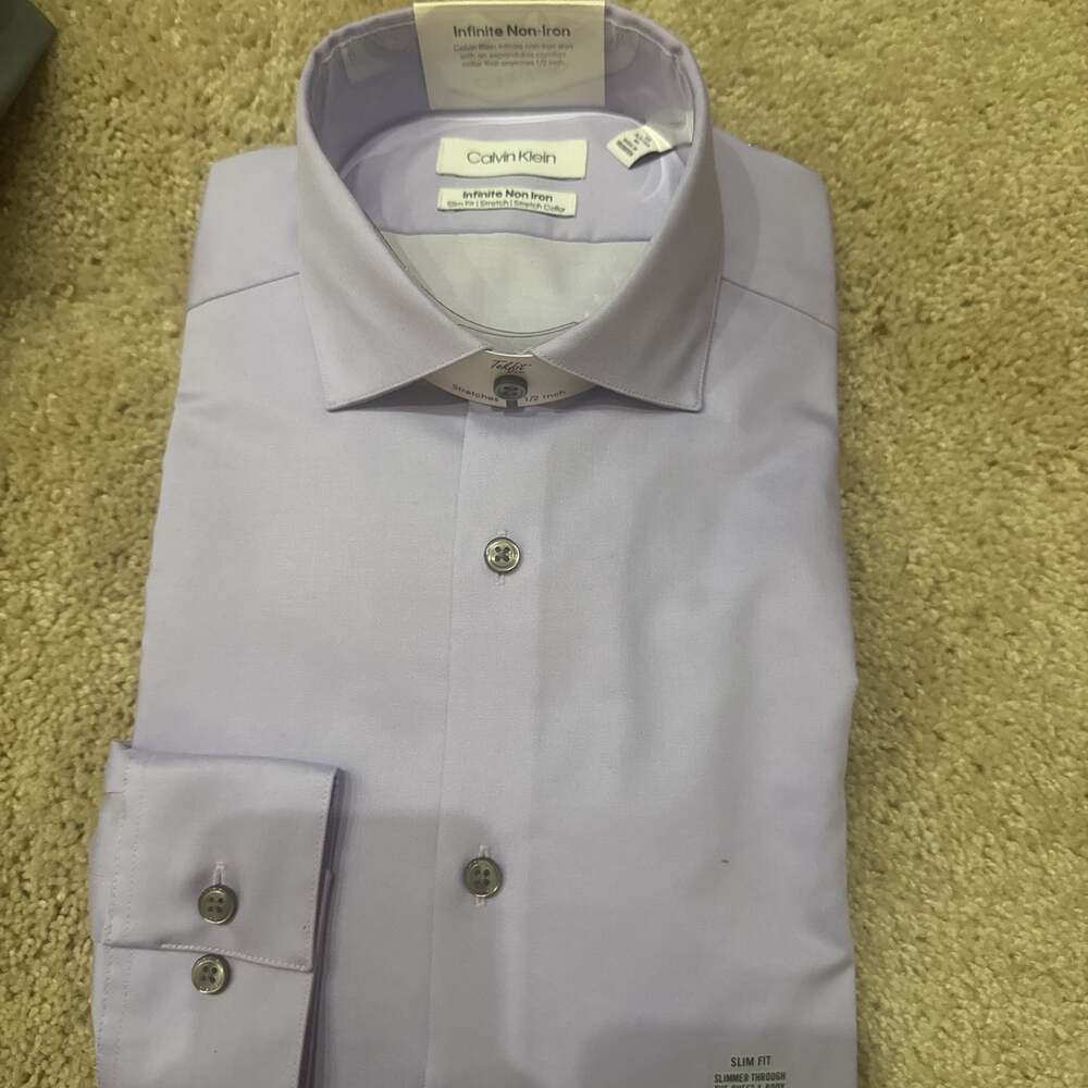 Calvin Klein Men's Infinite Purple Non Iron Slim Fit Dress Shirt